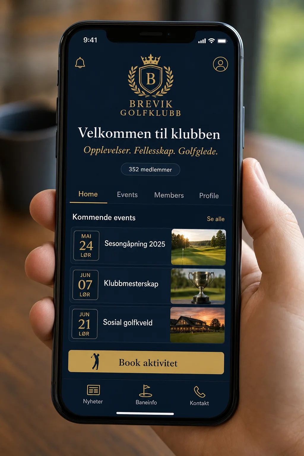Brevik Golfklubb-app — konsept for booking og events